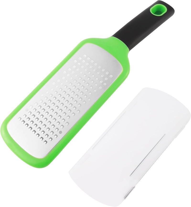 LVVXIXI Handheld Cheese Grater, Stainless Steel Lemon Citrus Peeler, Flat Handheld Slicer for Cheese, Lemon, Chocolate and Spices/Crude Hole (Green) - Image 1